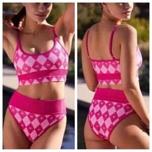 New! SET Beach Riot  Eva Top Emmy Bottom bikini Cross My Heart pink 31367